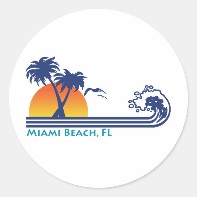 Miami Beach Classic Round Sticker (Front)