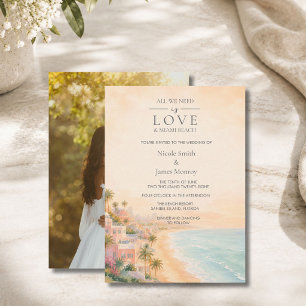 Miami Beach Destination Photo Beach Wedding Invitation
