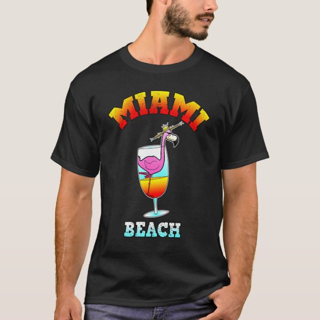 Miami Beach Flamingo Funny Florida Tee Party (Front)