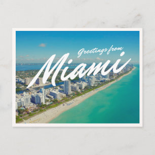 Miami Beach Florida Aerial Photo Greetings Postcard