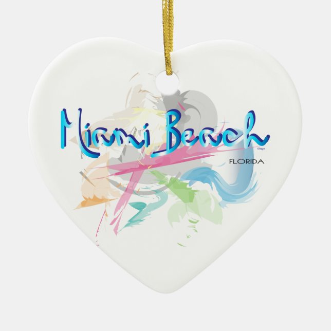 Miami Beach, FLorida Ceramic Tree Decoration (Front)