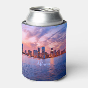 Miami Beach Florida City Skyline Can Cooler