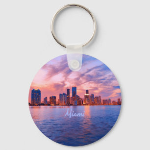 Miami Beach Florida City Skyline Key Ring