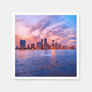 Miami Beach Florida City Skyline Napkin