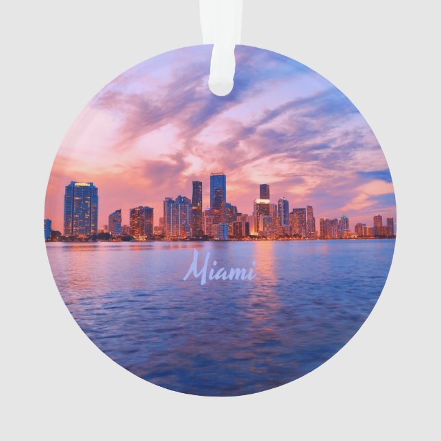 Miami Beach Florida City Skyline Ornament (Back)