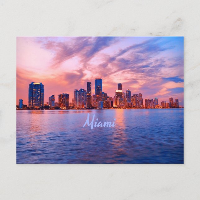 Miami Beach Florida City Skyline Postcard (Front)