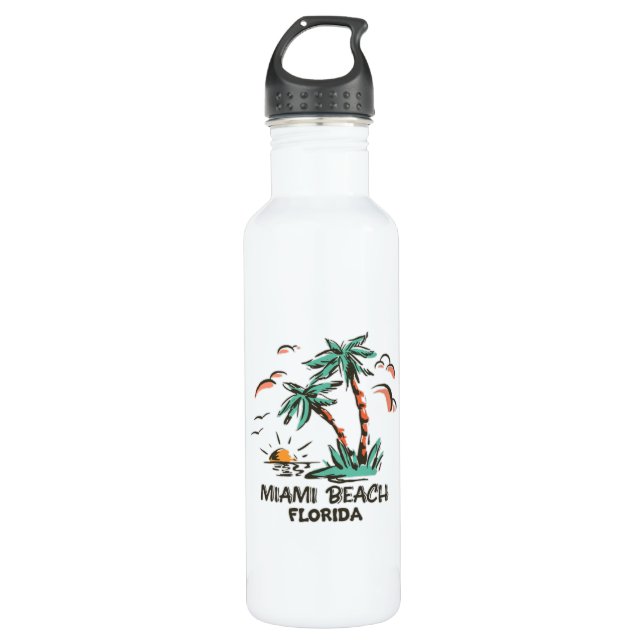 Miami Beach - Florida - Colourful Sunset 710 Ml Water Bottle (Front)