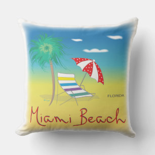 Miami Beach, Florida Cool Modern Throw Pillows