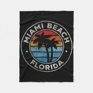 Miami Beach Florida Fl Vintage Graphic Retro 70s Fleece Blanket