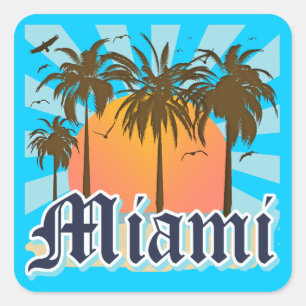 Miami Beach Florida FLA Square Sticker