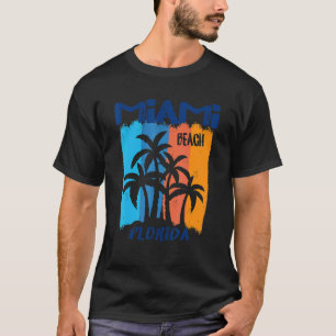 Miami Beach Florida Fun Colorful Palm Trees Design T-Shirt