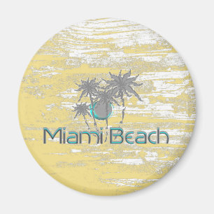 Miami-Beach, Florida,Palms, Grunge Cool Magnet