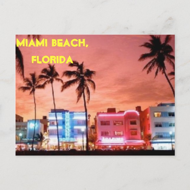 MIAMI BEACH FLORIDA POSTCARD (Front)