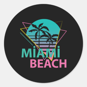 Miami Beach Florida Proud Floridian Retro Palms Tr Classic Round Sticker