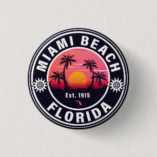 Miami Beach Florida Retro Sunset Souvenirs 60s 3 Cm Round Badge
