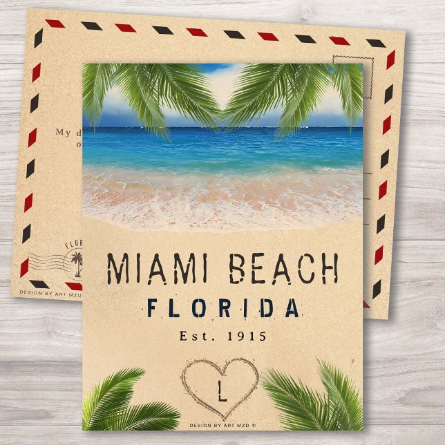 Miami Beach Florida Sand Tropical Palm Leaves Postcard (Creator Uploaded)