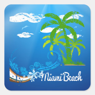 Miami Beach Florida Souvenir Square Sticker