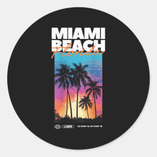 Miami Beach Florida Summer Palm Vacation Usa Classic Round Sticker
