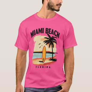 Miami Beach Florida Surfboard Surfing Men Women T-Shirt