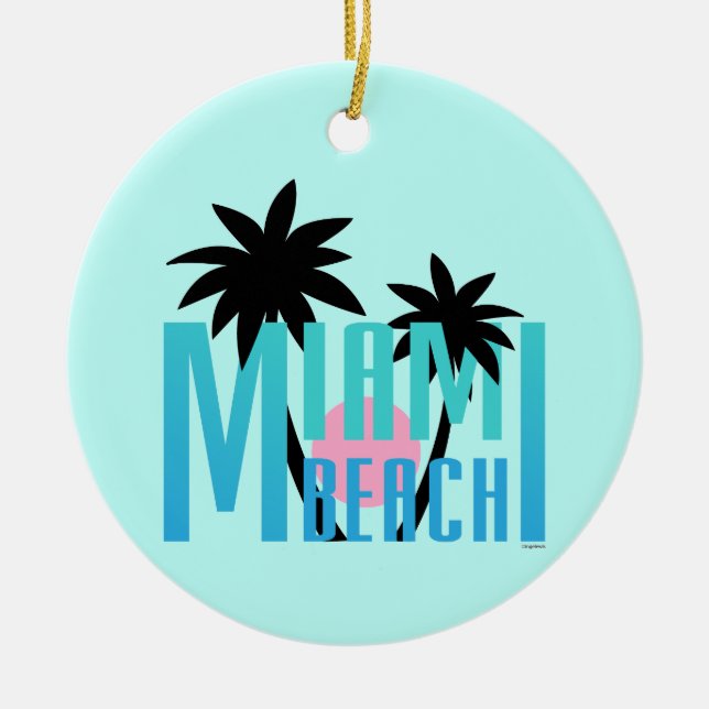Miami-Beach-Florida-Typography Ceramic Tree Decoration (Front)