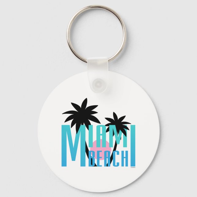 Miami-Beach-Florida-Typography Key Ring (Front)
