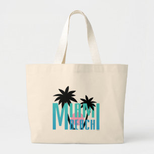 Miami-Beach-Florida-Typography Large Tote Bag