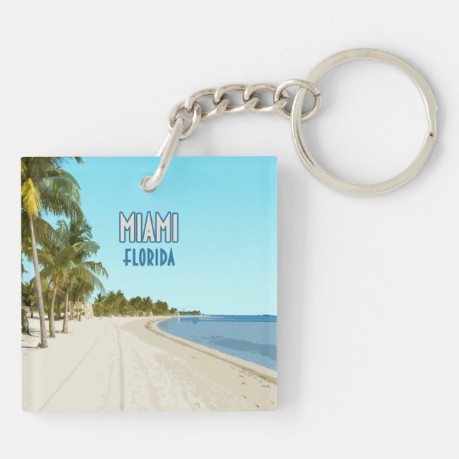 Miami Beach Florida Vintage Key Ring (Back)