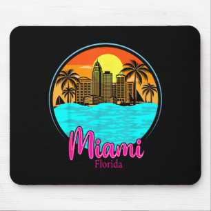 Miami Beach Florida Vintage Palm Tree Sunset Mouse Pad