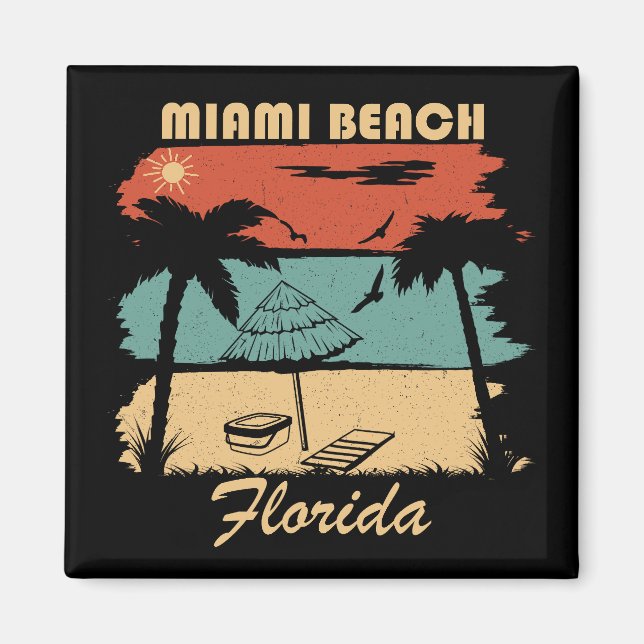Miami Beach Florida vintage sunset Magnet (Front)