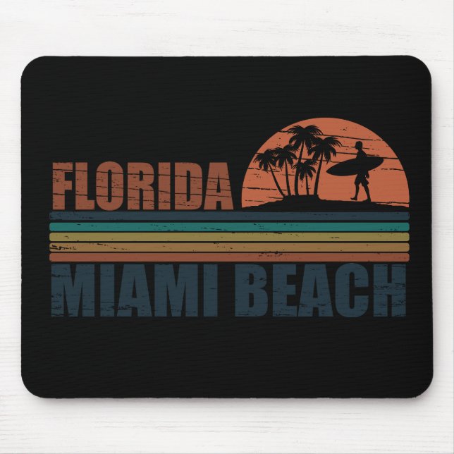 Miami Beach Florida vintage sunset Mouse Pad (Front)