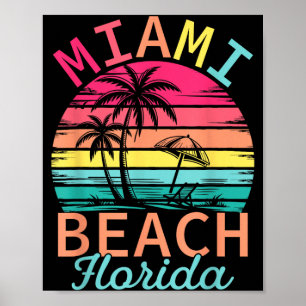 Miami Beach Florida Vintage Sunset Tropical Summer Poster