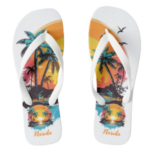 Miami Beach Florida Vintage Sunset Trucker Jandals