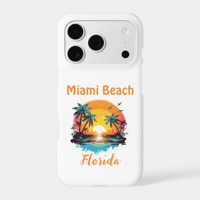 Miami Beach Florida Vintage Sunset Trucker Phone  (Back)