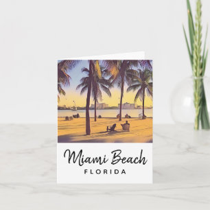 Miami Beach Florida Vintage Watercolor Art  Card