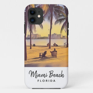 Miami Beach Florida Vintage Watercolor Art Case-Mate iPhone Case