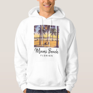 Miami Beach Florida Vintage Watercolor Art Hoodie