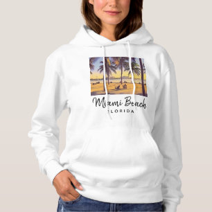 Miami Beach Florida Vintage Watercolor Art Hoodie