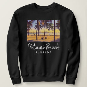 Miami Beach Florida Vintage Watercolor Art  Sweatshirt