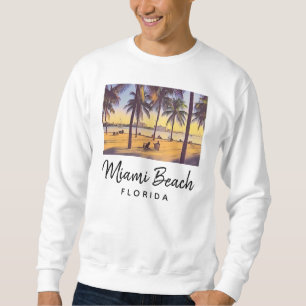Miami Beach Florida Vintage Watercolor Art Sweatshirt