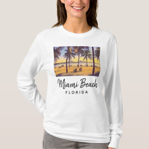 Miami Beach Florida Vintage Watercolor Art T-Shirt
