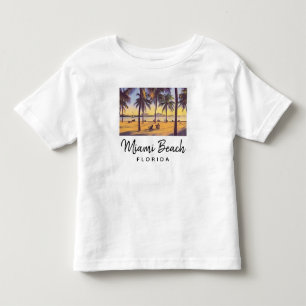 Miami Beach Florida Vintage Watercolor Art Toddler T-Shirt