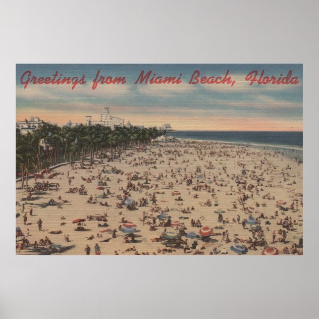 Miami Beach, FloridaGreetings FromMiami, FL Poster (Front)
