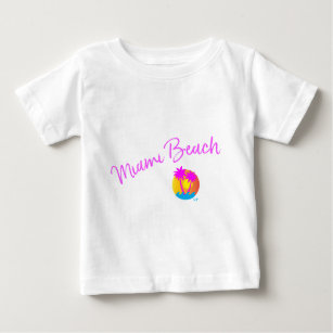 Miami-Beach-logo-sun-palms-pink Baby T-Shirt