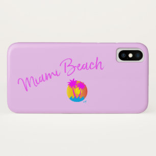 Miami-Beach-logo-sun-palms-pink lavender Case-Mate iPhone Case