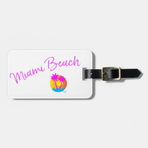 Miami-Beach-logo-sun-palms-pink Luggage Tag