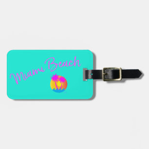 Miami-Beach-logo-sun-palms-pink Luggage Tag