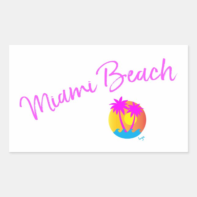 Miami-Beach-logo-sun-palms-pink Rectangular Sticker (Front)