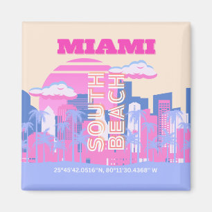 Miami Beach, Miami Travel Art, Preppy Magnet