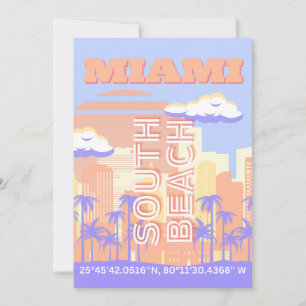 Miami Beach, Miami Travel Art, Preppy Room, Pastel Holiday Card