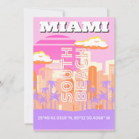 Miami Beach, Miami Travel Art, Preppy Room, Pink